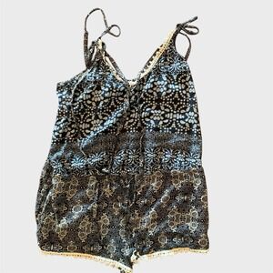 Gypsy 05 Sand Romper Women's Extra Small Blue Rayon Floral Casual Beach Ladies